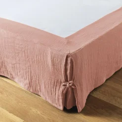 EMINZA Cache-sommier Gaze de coton (90 x 190 cm) Gaïa Rose Pêche Sale