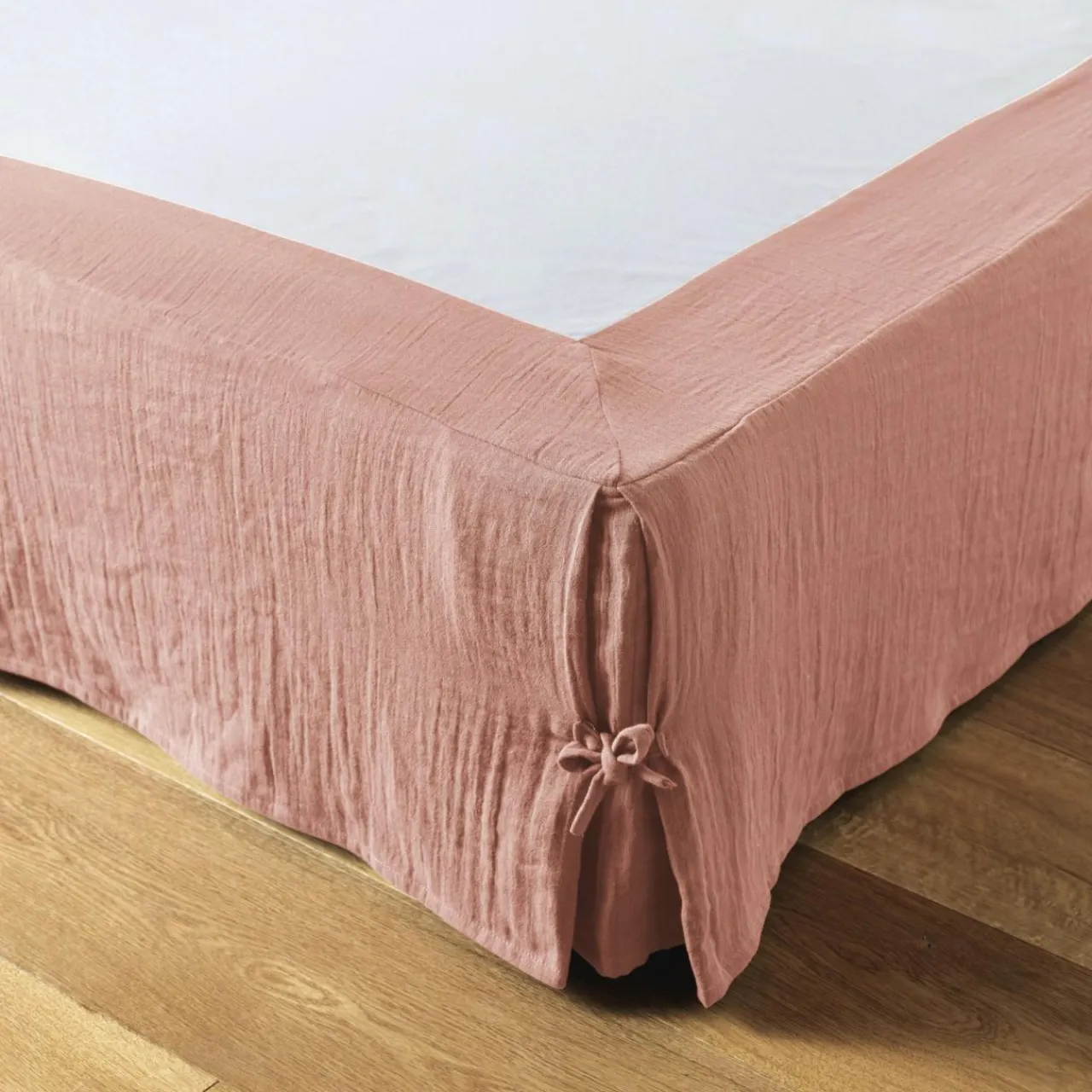 EMINZA Cache-sommier Gaze de coton (140 x 190 cm) Gaïa Rose Pêche Online
