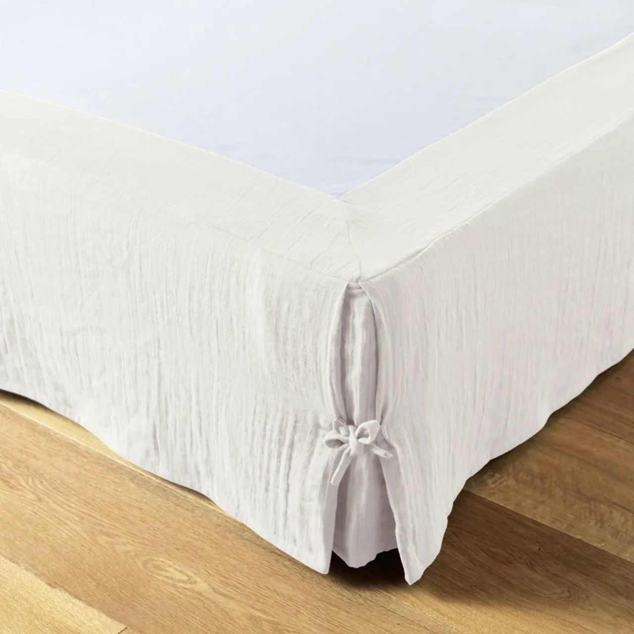 EMINZA Cache-sommier Gaze de coton (180 x 200 cm) Gaïa chantilly Blanc Best