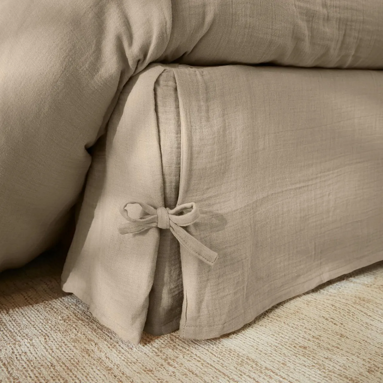 EMINZA Cache-sommier Gaze de coton (140 x 190 cm) Gaïa Ficelle
