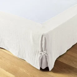 EMINZA Cache-sommier Gaze de coton (160 x 200 cm) Gaïa chantilly Blanc Hot