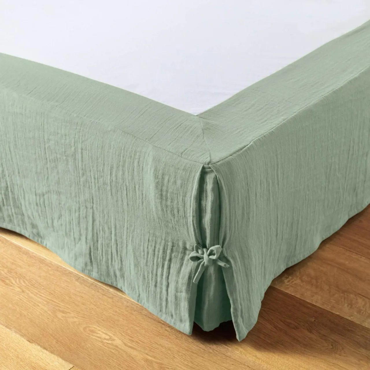 EMINZA Cache-sommier Gaze de coton (160 x 200 cm) Gaïa Vert Eucalyptus