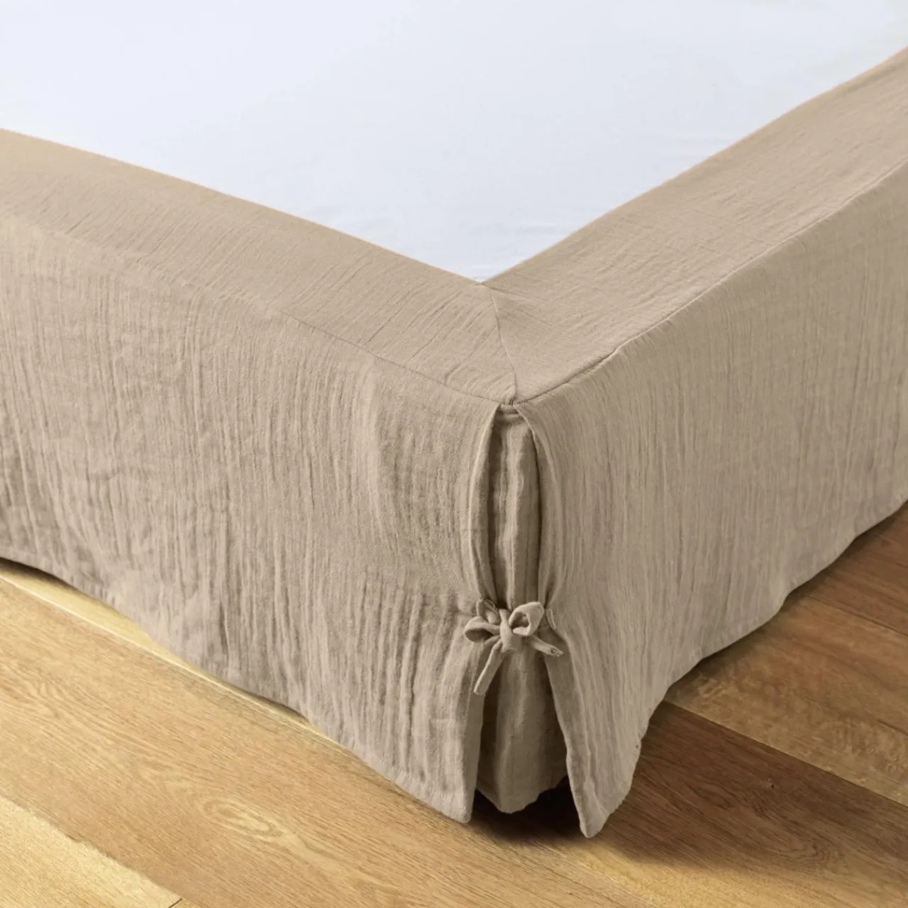 EMINZA Cache-sommier Gaze de coton (180 x 200 cm) Gaïa Ficelle New