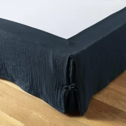 EMINZA Cache-sommier Gaze de coton (140 x 190 cm) Gaïa Bleu nuit Hot