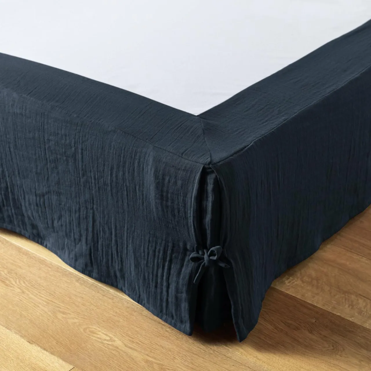 EMINZA Cache-sommier Gaze de coton (140 x 190 cm) Gaïa Bleu nuit Hot