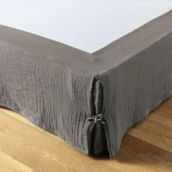 EMINZA Cache-sommier Gaze de coton (140 x 190 cm) Gaïa Gris granit Gris foncé Online