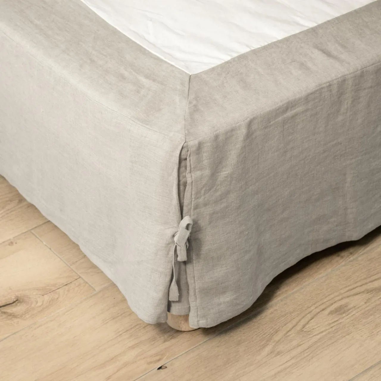 EMINZA Cache-sommier lin lavé (180 x 200 cm) Louise Beige Sale