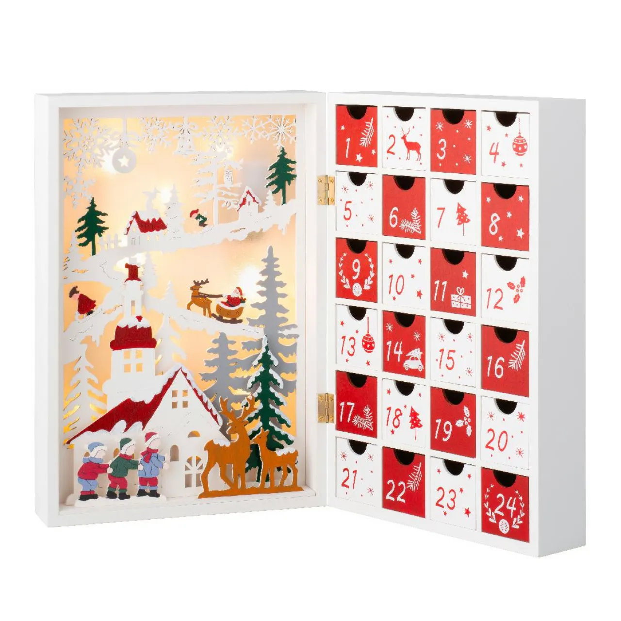 KAEMINGK Calendrier de l'Avent lumineux à remplir Paysage de Noël Enchanté Multicolore New
