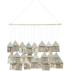 JJA Calendrier de l'avent à suspendre (90 x 70 cm) Maisonnettes de Noël Naturel Hot