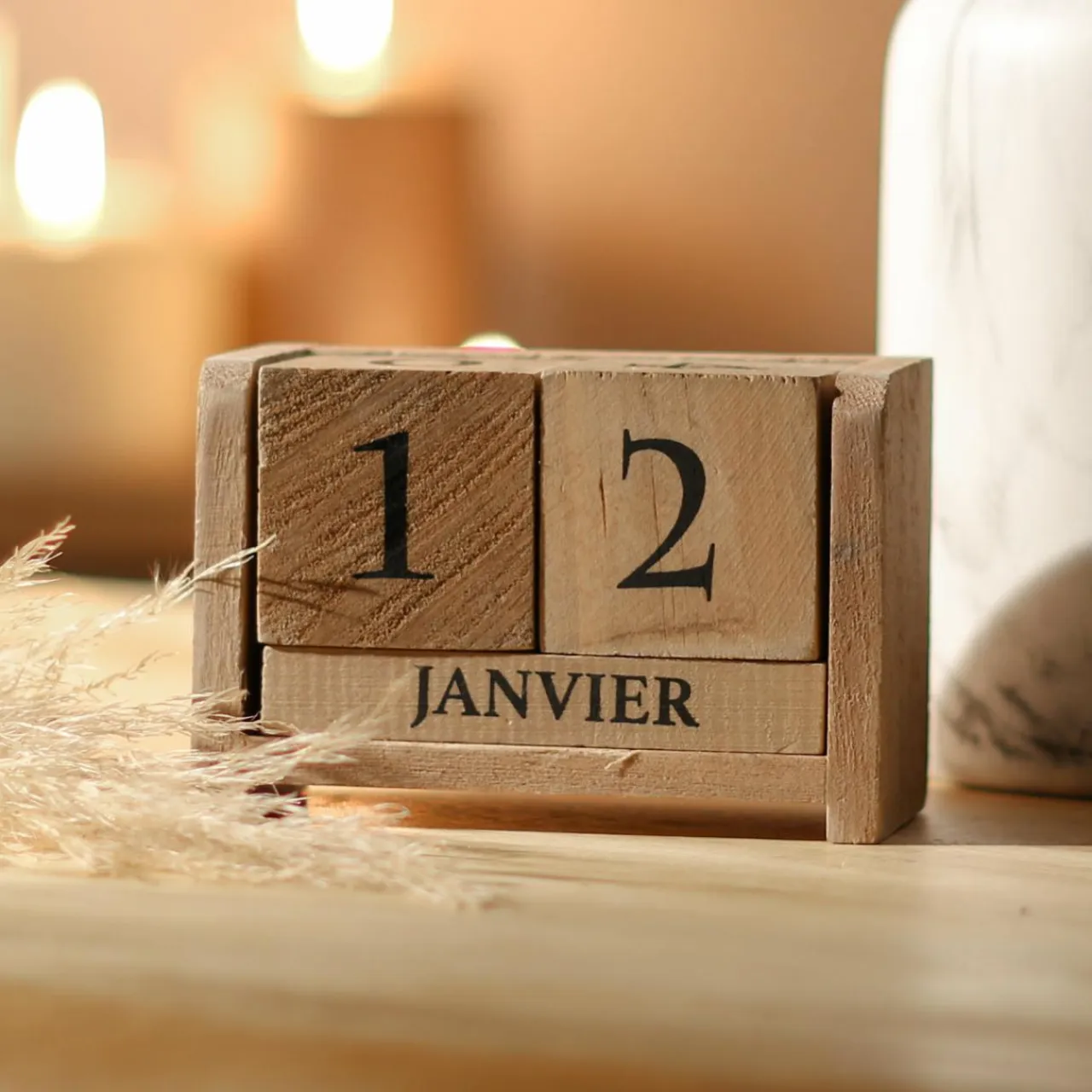 ATMOSPHERA Calendrier perpetuel en (H7,5 cm) Colonial Bois New