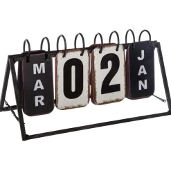 ATMOSPHERA Calendrier à poser en métal (H14 cm ) Vintage Noir Clearance