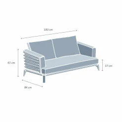 MOBELLIA Canapé de jardin en aluminium 2 places Monte Carlo Gris anthracite et taupe Anthracite - Taupe Online