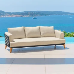 MOBELLIA Canapé de jardin en aluminium 3 places Monte Carlo Gris anthracite et beige Anthracite - Beige Sale