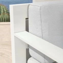 MOBELLIA Canapé de jardin en aluminium 2 places Elba Blanc et gris clair Blanc - Gris Clair Best