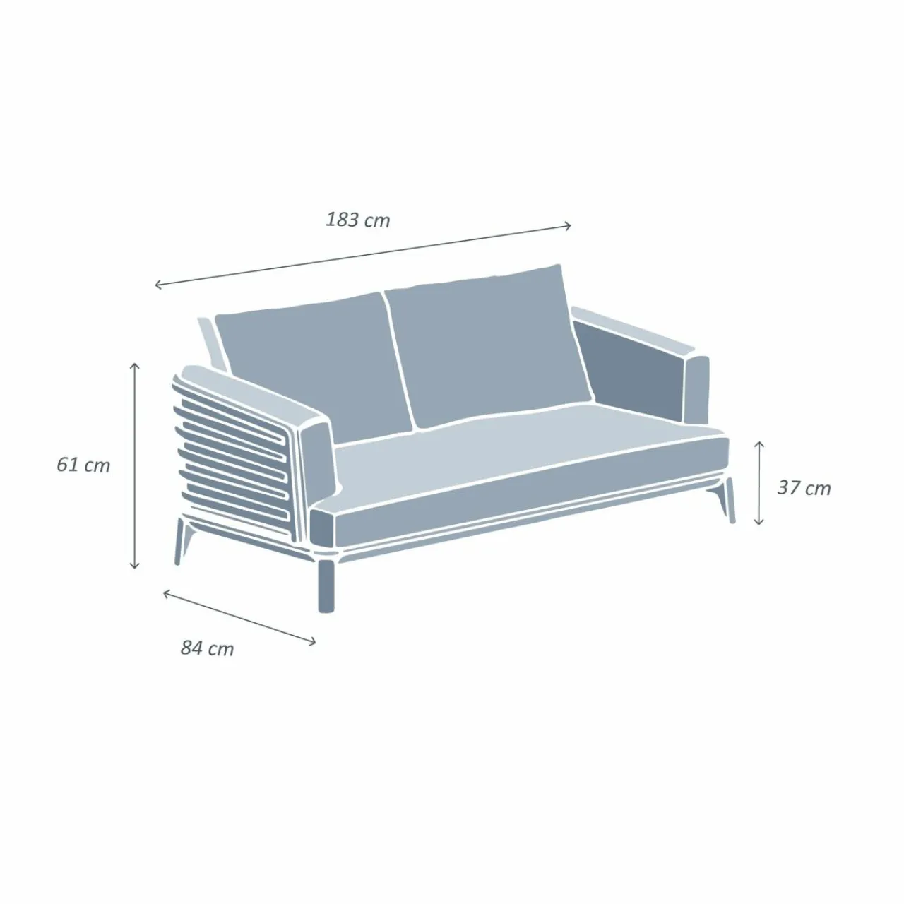 MOBELLIA Canapé de jardin en aluminium 2 places Monte Carlo Blanc et beige Blanc - Beige Clearance