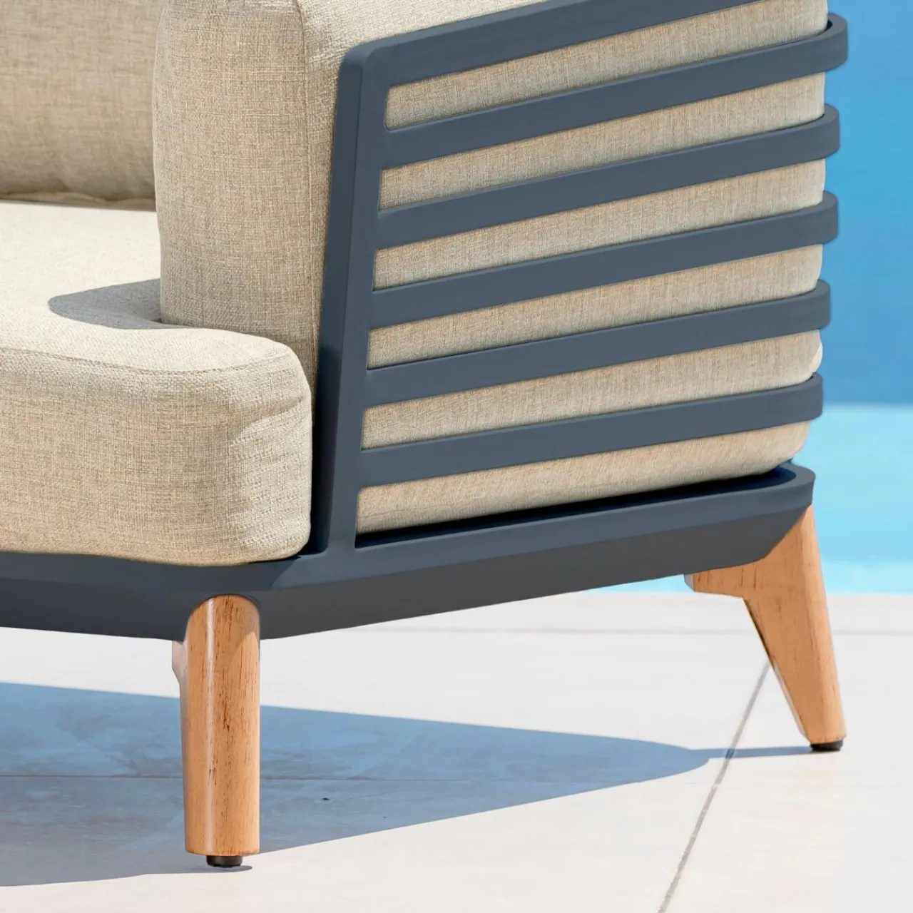 MOBELLIA Canapé de jardin en aluminium 2 places Monte Carlo Gris anthracite et beige Anthracite - Beige Clearance