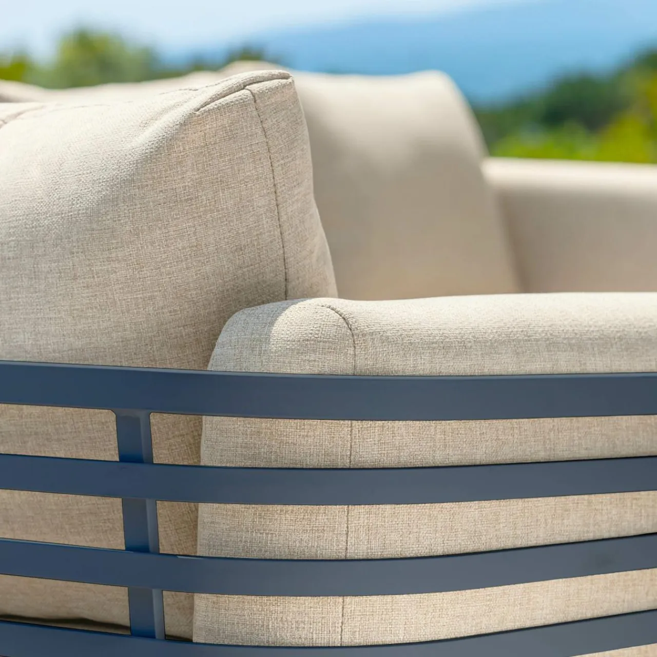 MOBELLIA Canapé de jardin en aluminium 2 places Monte Carlo Gris anthracite et beige Anthracite - Beige Clearance