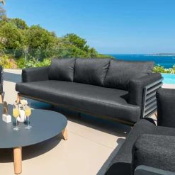 MOBELLIA Canapé de jardin en aluminium 3 places Monte Carlo Gris Anthracite Best