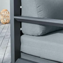 MOBELLIA Canapé de jardin en aluminium 3 places Elba Gris Anthracite New