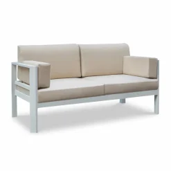 MOBELLIA Canapé de jardin en aluminium 2 places Ostara et taupe Blanc Sale