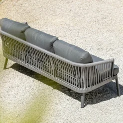 MOBELLIA Canapé de jardin en aluminium 3 places Amalfi Gris Anthracite Online