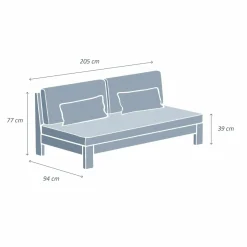 MOBELLIA Canapé de jardin en bois d'acacia 3 places Bornéo Gris Anthracite Outlet