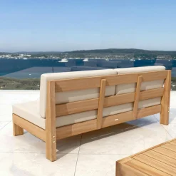 MOBELLIA Canapé de jardin en bois d'acacia 3 places Bornéo Sable Outlet