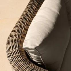MOBELLIA Canapé de jardin en résine tressée 3 places Calvi Sépia et taupe Tressé Sepia - Taupe Discount