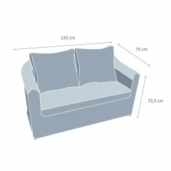 MOBELLIA Canapé de jardin en résine tressée 2 places Calvi Sépia et beige Tressé Sepia - Beige Outlet