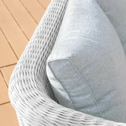 MOBELLIA Canapé de jardin en résine tressée 2 places Calvi Blanc et gris clair Tressé Blanc - Gris clair Sale