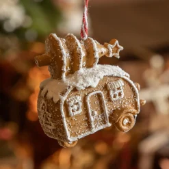 KAEMINGK Caravane de Noël à suspendre (H7 cm) Pain d'épices gourmand Marron Clearance