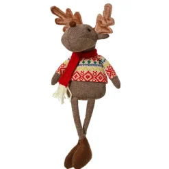 KAEMINGK Caribou de Noël décoratif (H40 cm) Loulou écharpe Rouge Marron Outlet
