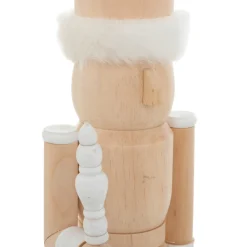 JJA Casse-noisette en bois (H38 cm) Bottes fourrées Blanc et bois clair Naturel New