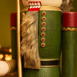 KAEMINGK Casse-noisette en bois (H76 cm) Timothé la royauté Vert et Bordeaux Clearance
