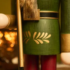 KAEMINGK Casse-noisette en bois (H76 cm) Timothé la royauté Vert et Bordeaux Clearance