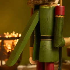KAEMINGK Casse-noisette en bois (H76 cm) Timothé la royauté Vert et Bordeaux Clearance