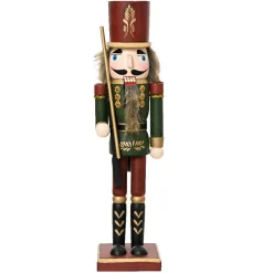 KAEMINGK Casse-noisette en bois (H38 cm) Timothé la royauté Vert et Bordeaux Best