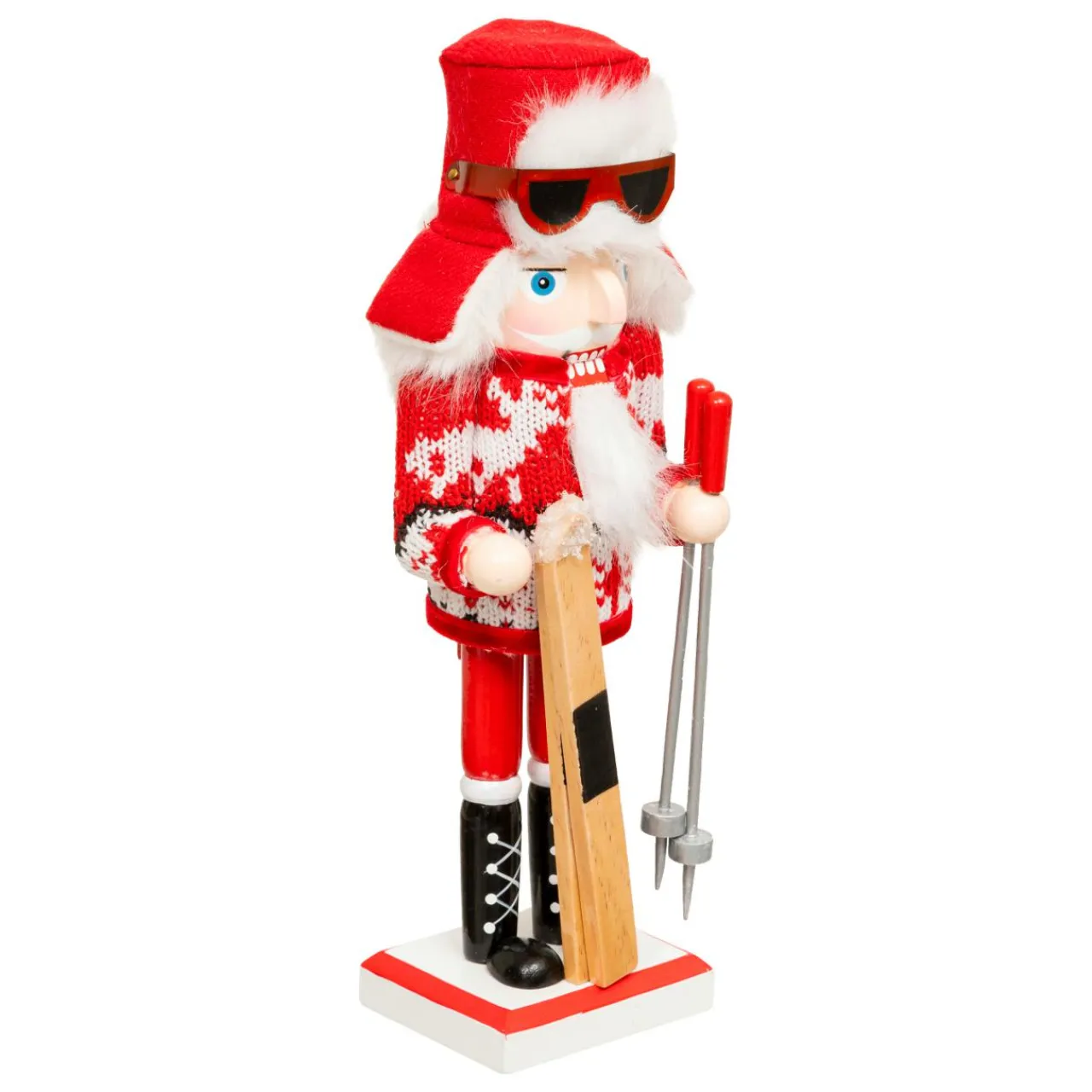 JJA Casse-noisette en bois (H25 cm) Tomi en ski et blanc Rouge Sale