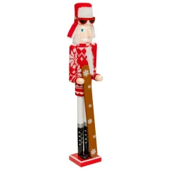JJA Casse-noisette en bois (H106 cm) Tomi en ski et blanc Rouge Best