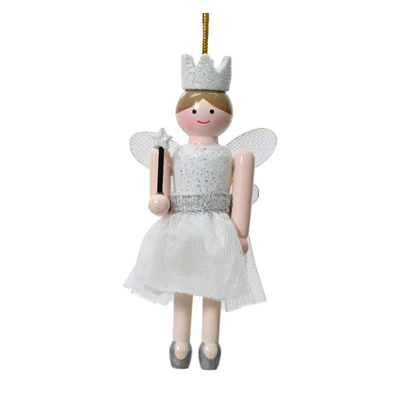 KAEMINGK Casse-noisette à suspendre (H12 cm) Fée princesse Blanc Hot