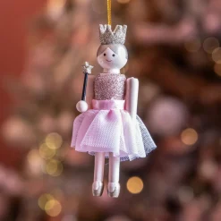 KAEMINGK Casse-noisette à suspendre (H12 cm) Fée princesse Rose Discount