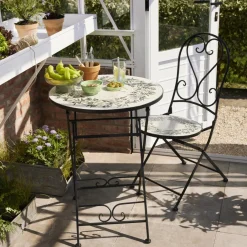 EMINZA Chaise bistrot pliable en mosaïque Athènes Beige Discount