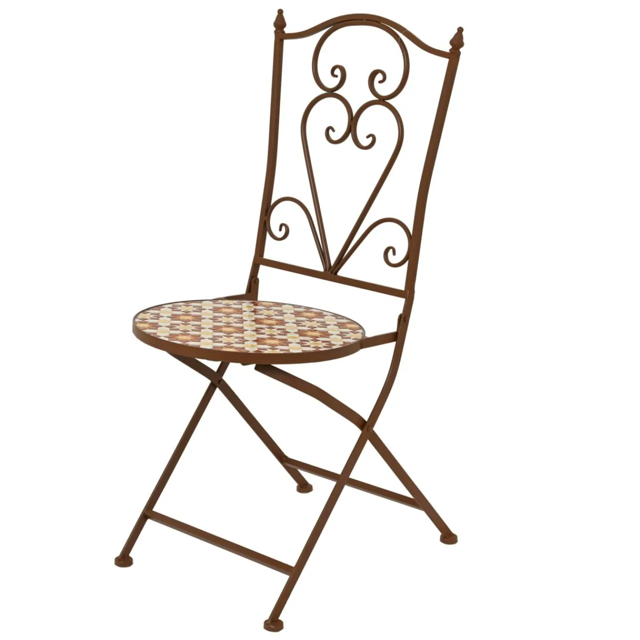 EMINZA Chaise bistrot pliable en mosaïque Madrid Marron New