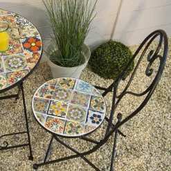 #N/A Chaise de bistrot pliable en mosaïque Braga Multicolore Outlet