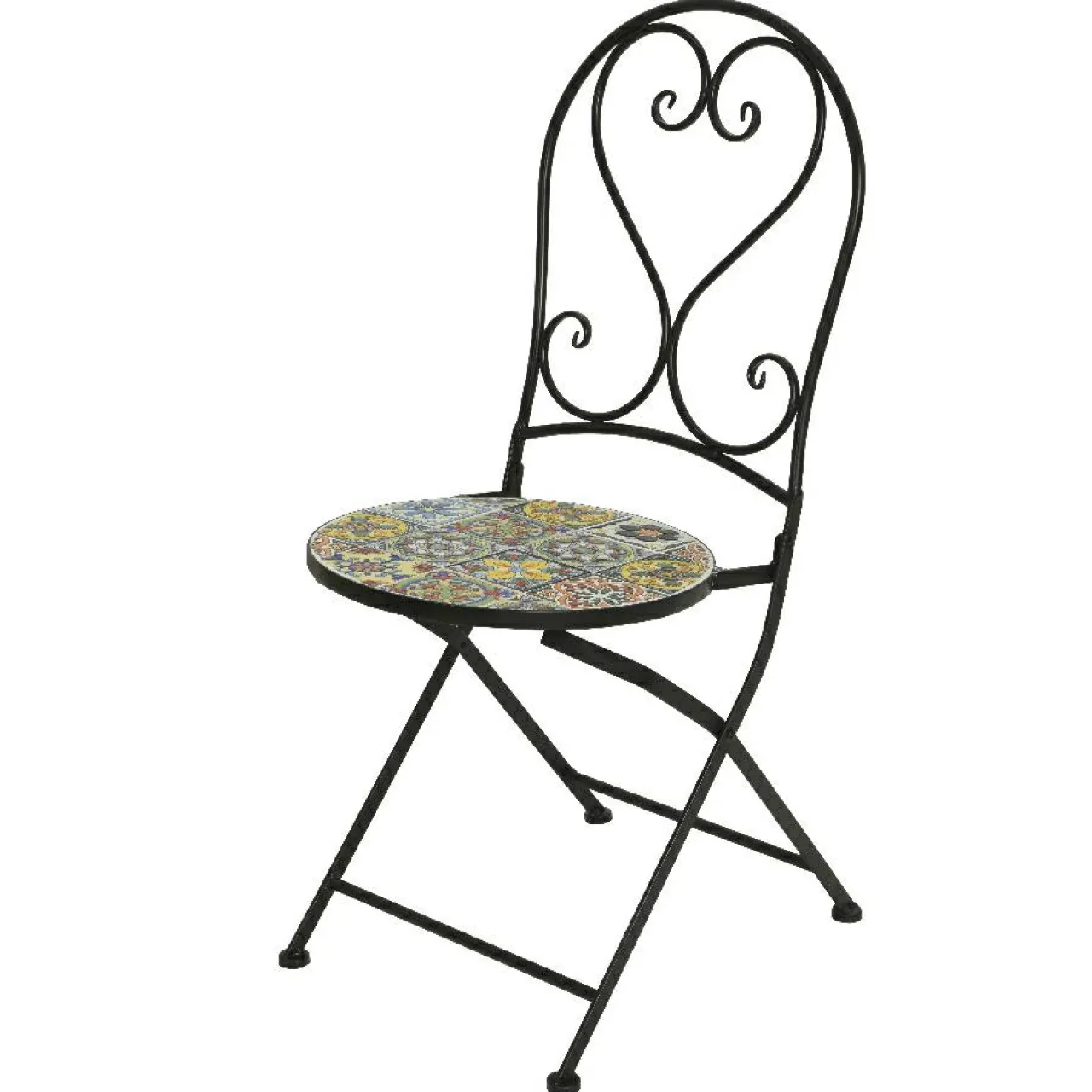 #N/A Chaise de bistrot pliable en mosaïque Braga Multicolore Outlet