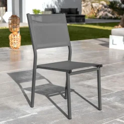 MOBELLIA Chaise de jardin aluminium empilable Murano Gris Anthracite Online