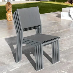 MOBELLIA Chaise de jardin aluminium empilable Murano Gris Anthracite Online