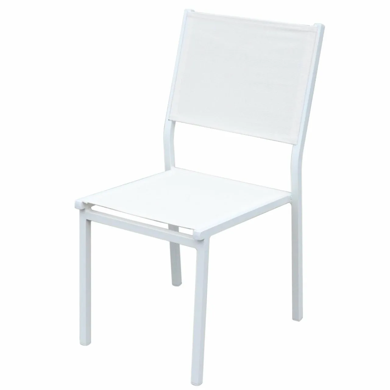 MOBELLIA Chaise de jardin aluminium empilable Murano he Blanc New