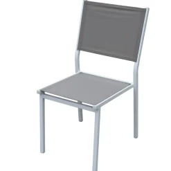 MOBELLIA Chaise de jardin aluminium empilable Murano Blanc et Taupe Sale