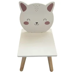 EMINZA Chaise enfant bois (H46 cm) Chaton Blanc Clearance